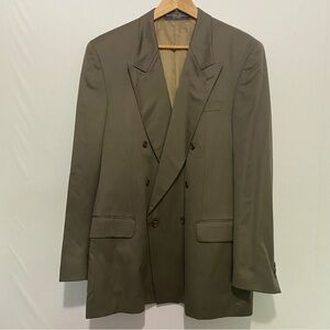 Pierre Balmain Wool Blazer Mens 42 L Double Breasted Brown Vintage USA Made